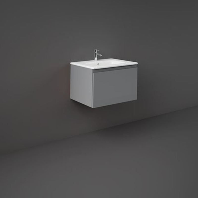 Rak Ceramics Joy Uno Szafka Podumywalkowa Podwieszana 60 cm Szara + Umywalka Meblowa 61 cm UNOWH060UGY+JOYDI06101WH)